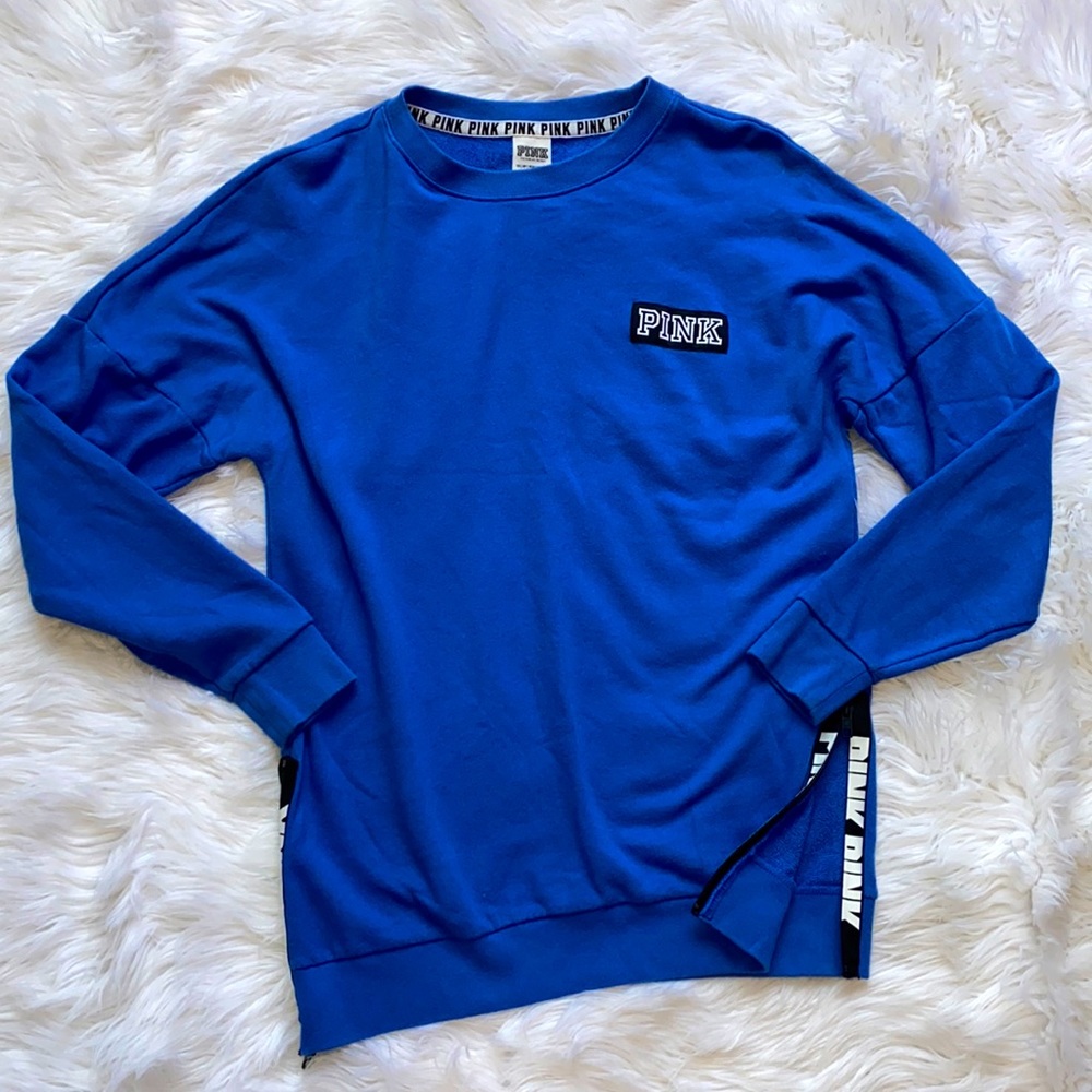VS PINK • Cobalt Blue Zipper Detail Logo Tunic